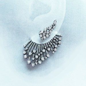 Crystal ear climber stud w/jacket (left ear only)